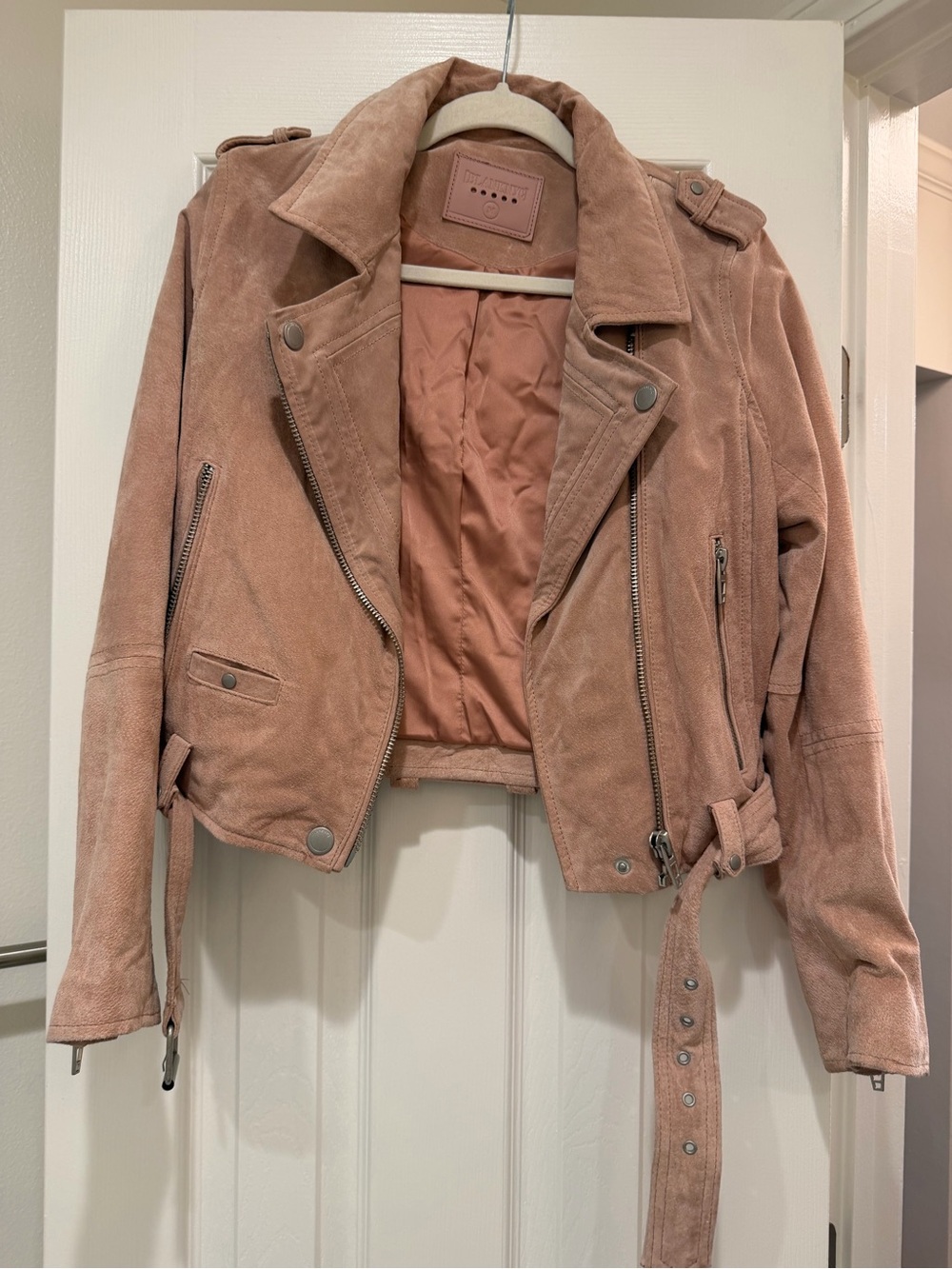 Blank NYC Dusty Rose Suede Moto Jacket